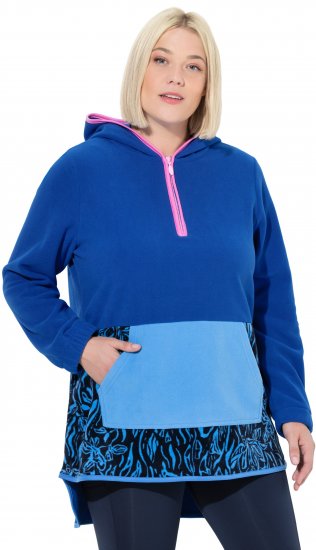 Ulla Popken Color Block Fleece Hoodie Denim Blue - Pulovere & hanorace - 