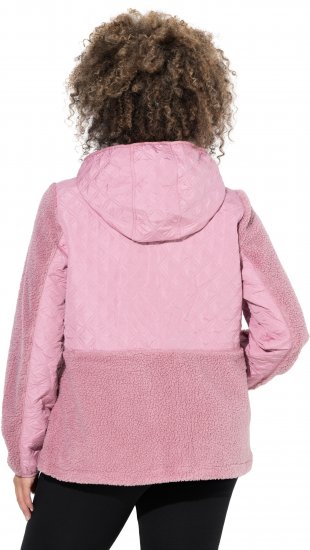 Ulla Popken Mixed Texture Hoodie Wildberry - Pulovere & hanorace - 