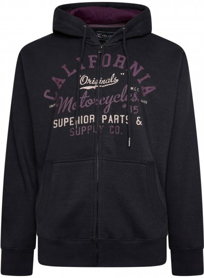 Kam Jeans 7085 California Zip Thru Hoodie Black - Pulovere & hanorace - Pulovere & Hanorace Bărbați Mărimi Mari