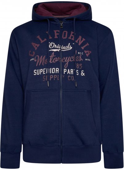 Kam Jeans 7085 Californai Zip Thru Hoodie Navy - Pulovere & hanorace - Pulovere & Hanorace Bărbați Mărimi Mari