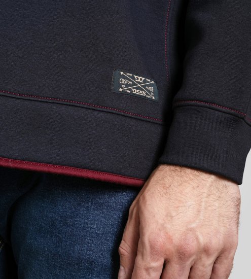 Duke Leicester Quarter Neck Fleece Sweatshirt Navy TALL - TALL pulovere - 