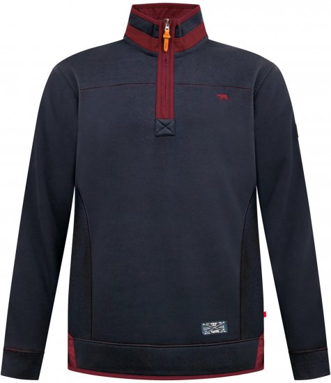 Duke Leicester Quarter Neck Fleece Sweatshirt Navy TALL - TALL pulovere - 