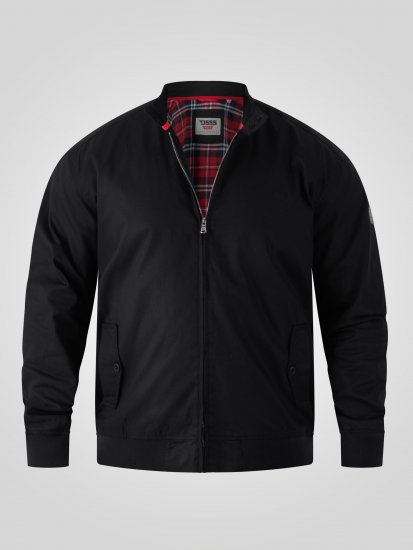 D555 Kent Elastic Rib Hem & Cuffs Harrington Jacket Black - Geci - Geci Bărbați Mărimi Mari