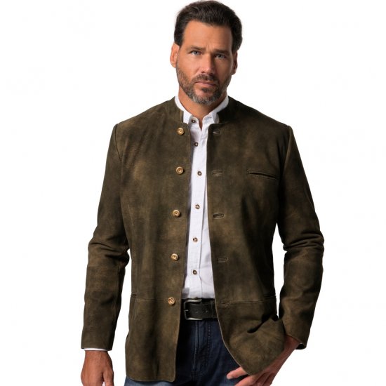 JP1880 Jacket Goat Suede Traditional Mahogany Brown - Trachten & Oktoberfest - Costume Oktoberfest mărimi mari (Trachten)