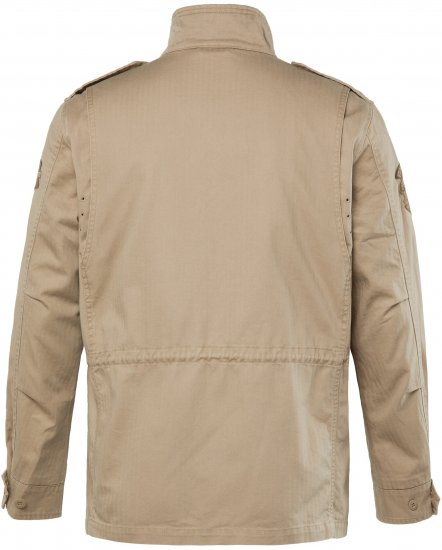 JP1880 Field Jacket with Badges Vintage Look Dark Beige - Geci - Geci Bărbați Mărimi Mari