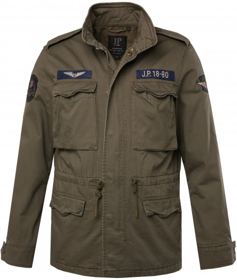 JP1880 Field Jacket with Badges Vintage Look TALL Moss Green - TALL geci - 