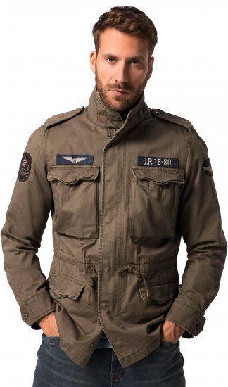 JP1880 Field Jacket with Badges Vintage Look TALL Moss Green - TALL geci - 