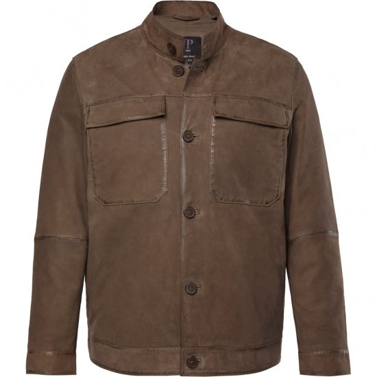 JP1880 Leather Jacket Lambskin Suede Brown - Geci - Geci Bărbați Mărimi Mari