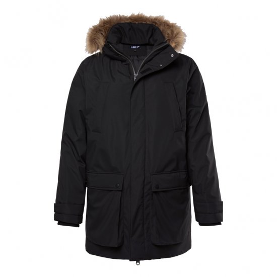 Men Plus Parka With Fur Hood Black - Geci - Geci Bărbați Mărimi Mari