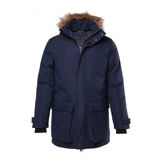 Men Plus Parka With Fur Hood Navy - Geci - Geci Bărbați Mărimi Mari