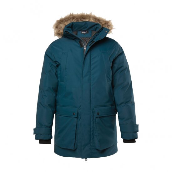 Men Plus Parka With Fur Hood Dark Green - Geci - Geci Bărbați Mărimi Mari