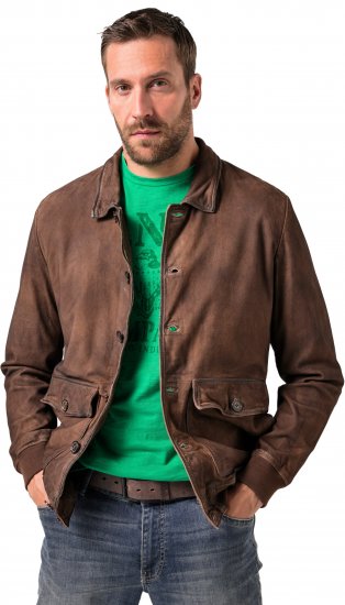 JP1880 Finest Goat Suede Leather Blouson Tobacco Brown - Geci - Geci Bărbați Mărimi Mari