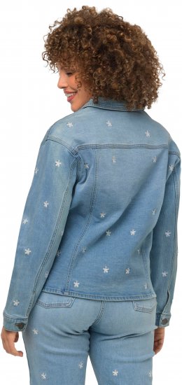 Ulla Popken Embroidered Denim Jacket Light Blue - Geci - 