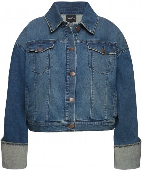Ulla Popken Wide Cuff Denim Jacket Blue Denim - Geci - 