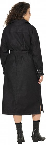 Ulla Popken Denim Acid Wash Trench Coat Black - Geci - 