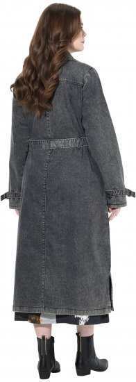 Ulla Popken Denim Acid Wash Trench Coat Grey Denim - Geci - 