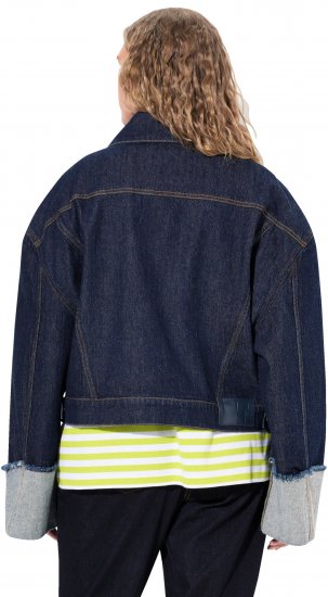 Ulla Popken Stretch Fit Cropped Denim Jacket Rinsed Wash - Geci - 
