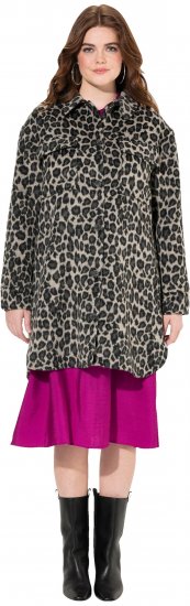 Ulla Popken Leopard Print Shirt Jacket Black - Geci - 