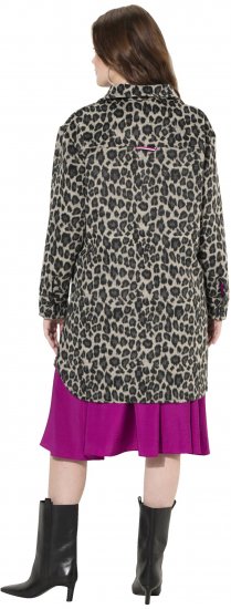 Ulla Popken Leopard Print Shirt Jacket Black - Geci - 