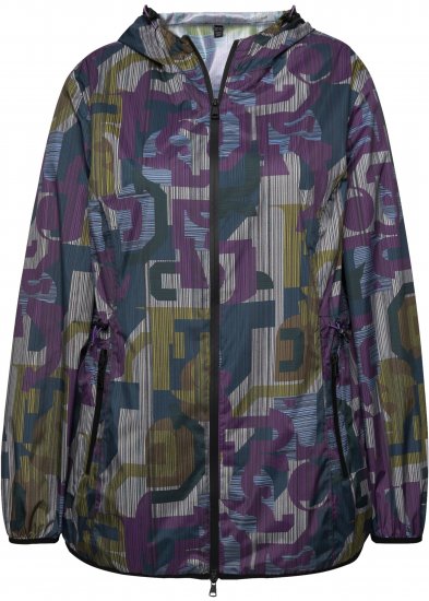 Ulla Popken Abstract Print Lightweight Rain Jacket Mixed Colors - Geci - 