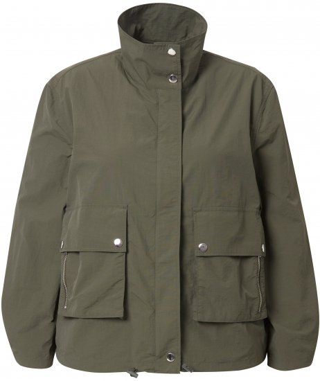 Ulla Popken Cargo Style Elastic Hem Jacket Olive Grey - Geci - 