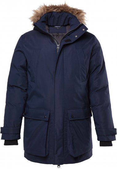 Men Plus Parka With Fur Hood Navy - Geci - Geci Bărbați Mărimi Mari