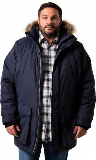 Men Plus Parka With Fur Hood Navy - Geci - Geci Bărbați Mărimi Mari