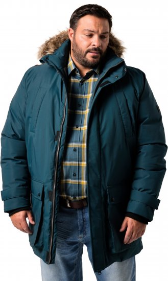 Men Plus Parka With Fur Hood Dark Green - Geci - Geci Bărbați Mărimi Mari