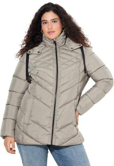 Ulla Popken HYPRAR Water-Repellent Quilted Jacket Medium Grey - Geci - 