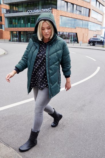 Ulla Popken HYPRAR Reflective Detail Quilted Jacket Dark Green - Geci - 