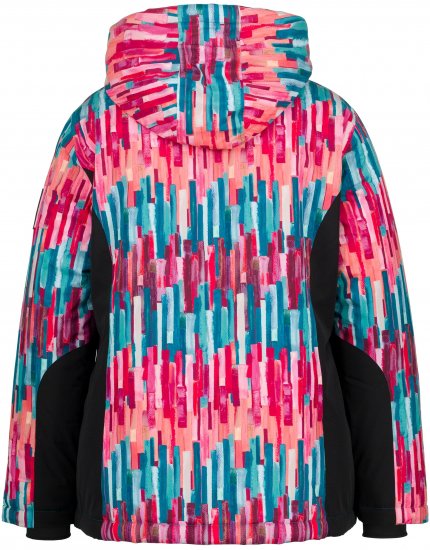 Ulla Popken HYPRAR Graphic Stripe Fully Lined Ski Jacket Teal - Geci - 