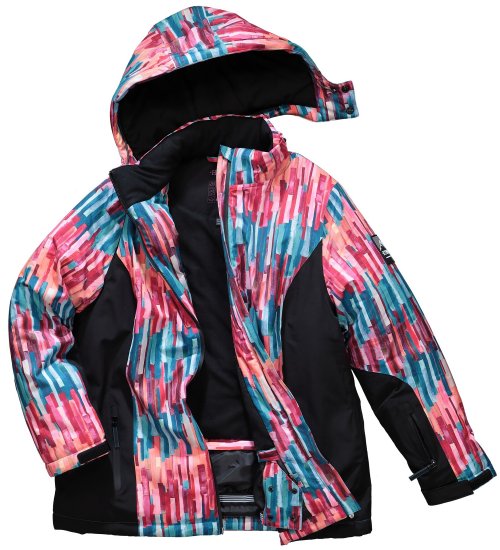 Ulla Popken HYPRAR Graphic Stripe Fully Lined Ski Jacket Teal - Geci - 