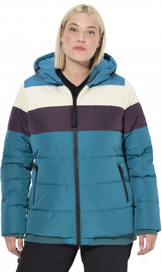 Ulla Popken HYPRAR Striped Triple Function Fully Lined Quilted Jacket Dark Petrol - Geci - 