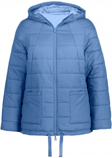 Ulla Popken Reversible Butterfly Print Fully Lined Quilted Jacket Blue Denim - Geci - 