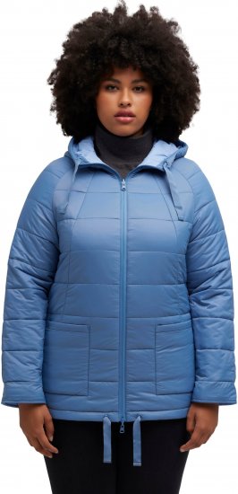 Ulla Popken Reversible Butterfly Print Fully Lined Quilted Jacket Blue Denim - Geci - 