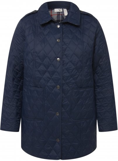 Ulla Popken Quilted Jacket with Plaid Lining Navy - Geci - 