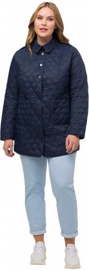 Ulla Popken Quilted Jacket with Plaid Lining Navy - Geci - 