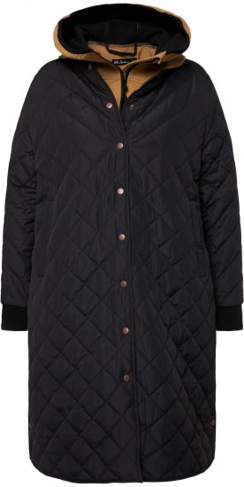 Ulla Popken 2-in-1 Quilted Fleece Lined Coat Black - Geci - 