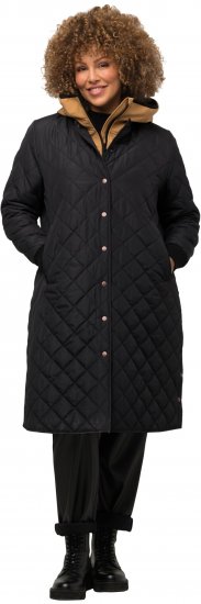 Ulla Popken 2-in-1 Quilted Fleece Lined Coat Black - Geci - 