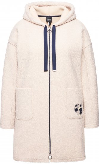 Ulla Popken Oversized Teddy Plush Heart Detail Jacket Pebble Grey - Geci - 