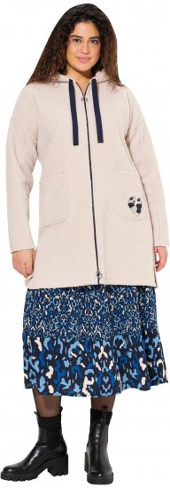 Ulla Popken Oversized Teddy Plush Heart Detail Jacket Pebble Grey - Geci - 