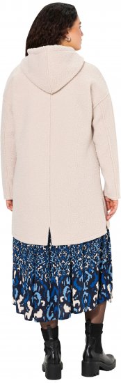 Ulla Popken Oversized Teddy Plush Heart Detail Jacket Pebble Grey - Geci - 