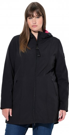 Ulla Popken Hyprar Soft Shell Water Repellent Hooded Jacket Black - Geci - 