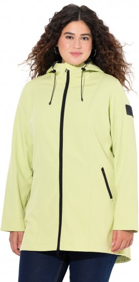 Ulla Popken Hyprar Soft Shell Water Repellent Hooded Jacket Lime Green - Geci - 
