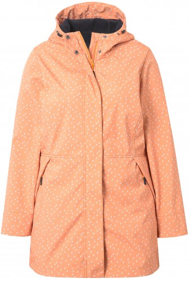 Ulla Popken Raindrop Print Longline Waterproof Jacket Mandarin - Geci - 