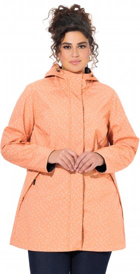 Ulla Popken Raindrop Print Longline Waterproof Jacket Mandarin - Geci - 