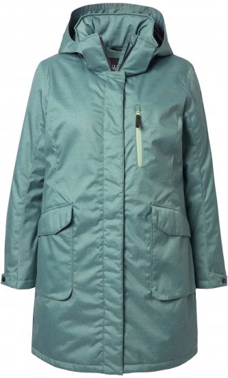 Ulla Popken HYPRAR Drawstring Waist Parka Grey Green - Geci - 