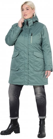 Ulla Popken HYPRAR Drawstring Waist Parka Grey Green - Geci - 