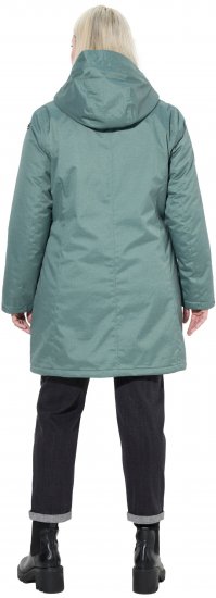 Ulla Popken HYPRAR Drawstring Waist Parka Grey Green - Geci - 