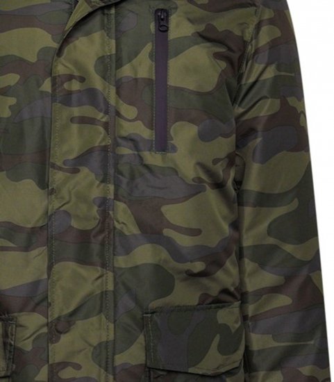 Kam Jeans KV143 Camo Print Hooded Coat Khaki - Geci - Geci Bărbați Mărimi Mari